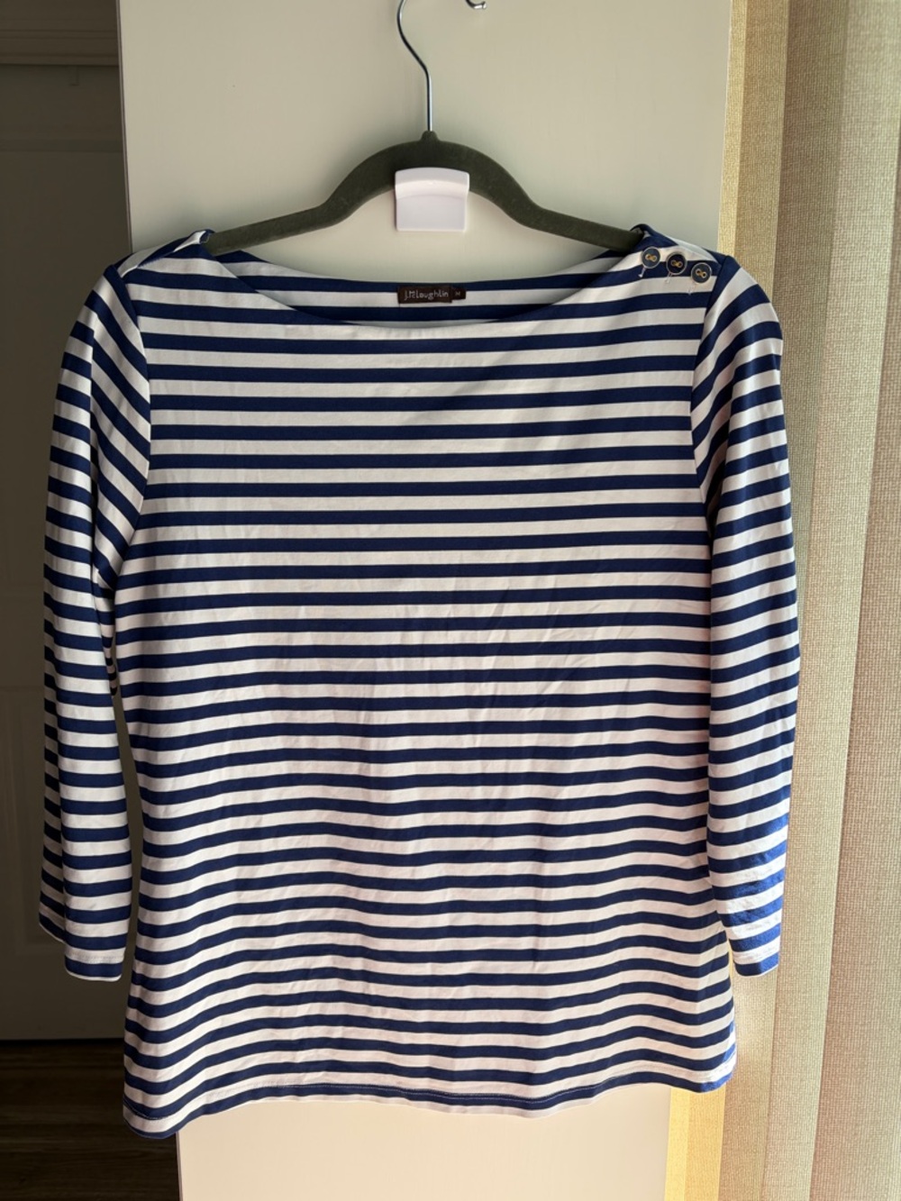 J. McLaughlin Boatneck 3/4 Tee with Shoulder Buttons